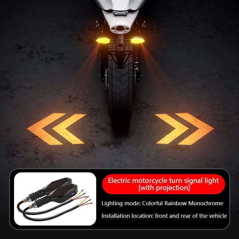 RGB LED Motorcycle Running Indicators with Arrow Projection – Universal Front & Rear Turn Signals