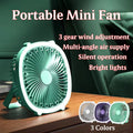 Rechargeable Mini Table Fan with LED Light – Stepless Adjustable Desk Fan