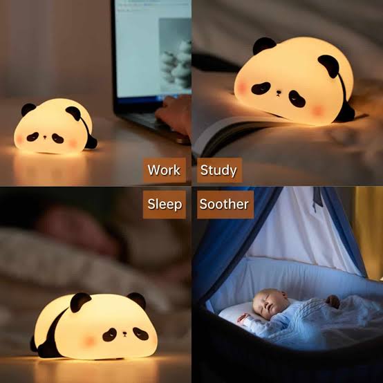 Cute Panda Silicone Night Lamp – Tap Control Rechargeable LED Night Light
