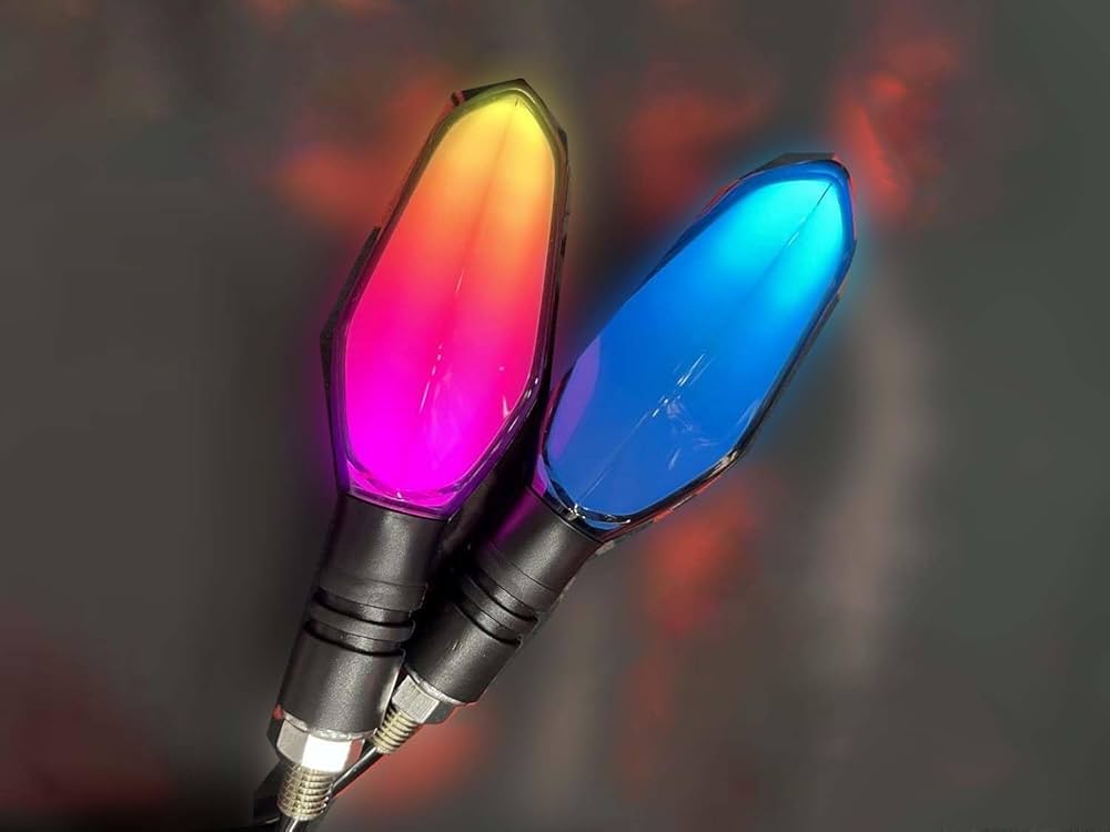 RGB LED Motorcycle Running Indicators with Arrow Projection – Universal Front & Rear Turn Signals