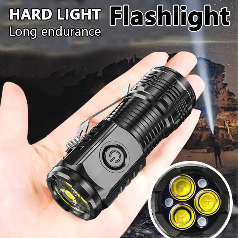 Tactical LED Mini Flashlight Outdoor 3 LEDs Torch Clip Magnet USB Rechargeable Work Light