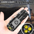 Tactical LED Mini Flashlight Outdoor 3 LEDs Torch Clip Magnet USB Rechargeable Work Light