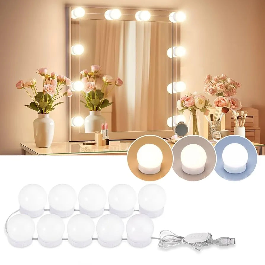 Vanity Light 8 LED Bulbs for Makeup Mirror with 3 Different Modes