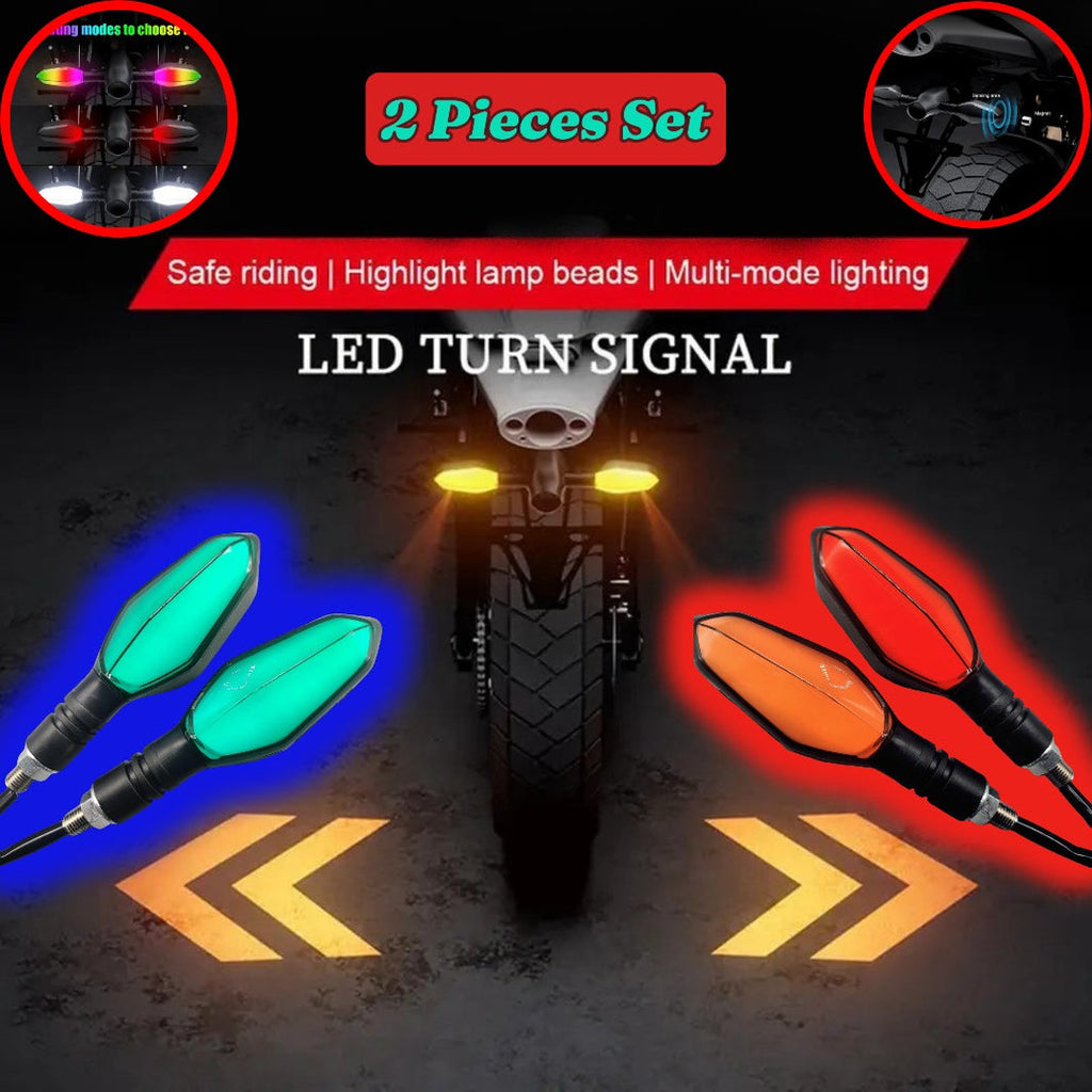 RGB LED Motorcycle Running Indicators with Arrow Projection – Universal Front & Rear Turn Signals