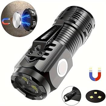 Tactical LED Mini Flashlight Outdoor 3 LEDs Torch Clip Magnet USB Rechargeable Work Light
