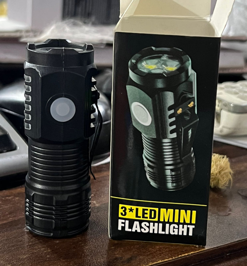 Tactical LED Mini Flashlight Outdoor 3 LEDs Torch Clip Magnet USB Rechargeable Work Light