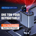 Retractable Car Charger 4-in-1 Fast Car Phone Charger 120W USB Car Charger for iOS & Android